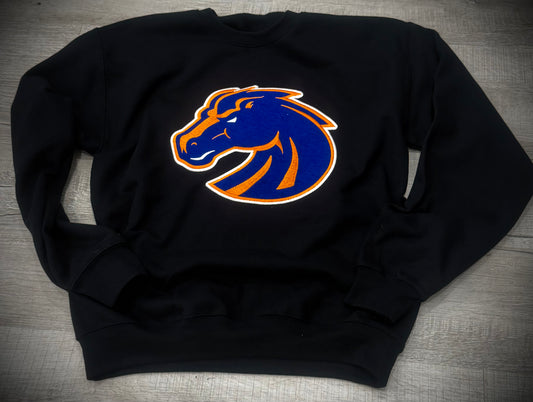 Mustang Head Embroidery Crewneck Sweatshirt