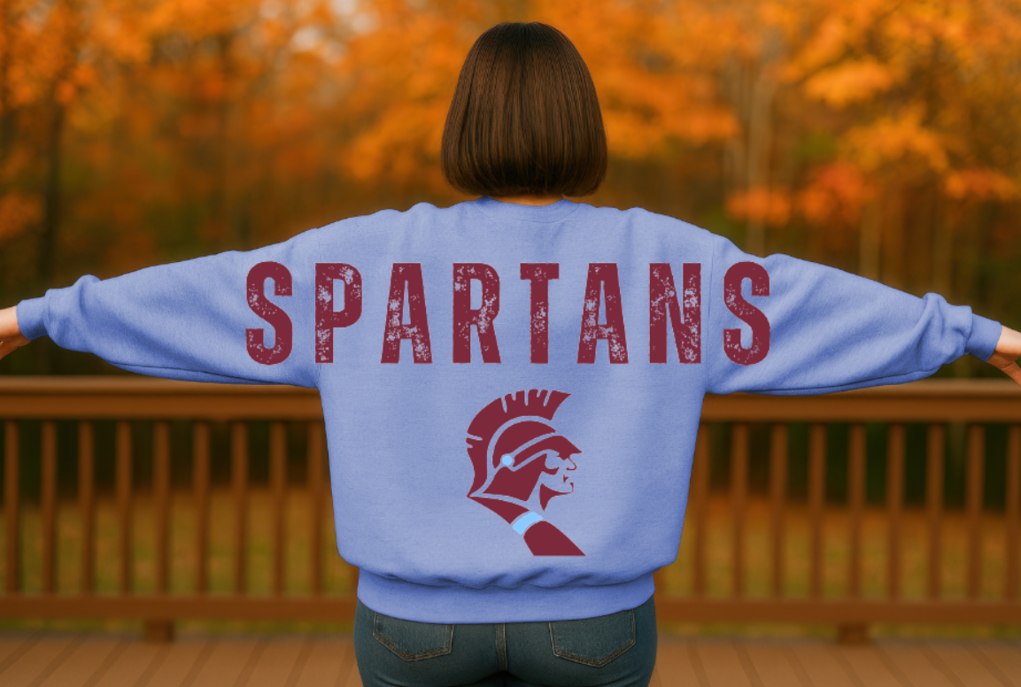 Spartans Long Distress - Columbia Blue