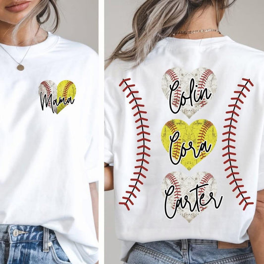 Heart baseball softball custom