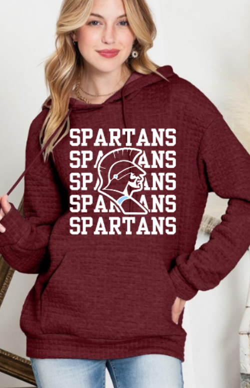 Maroon Spartans Quilted Long Sleeve Hooded