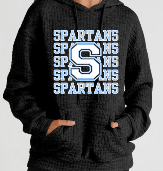 Black Spartans Quilted Long Sleeve Hooded